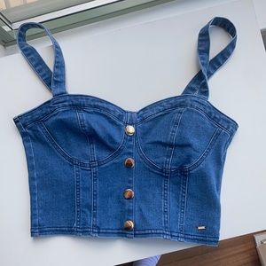 Guess Denim Bustier Crop Top